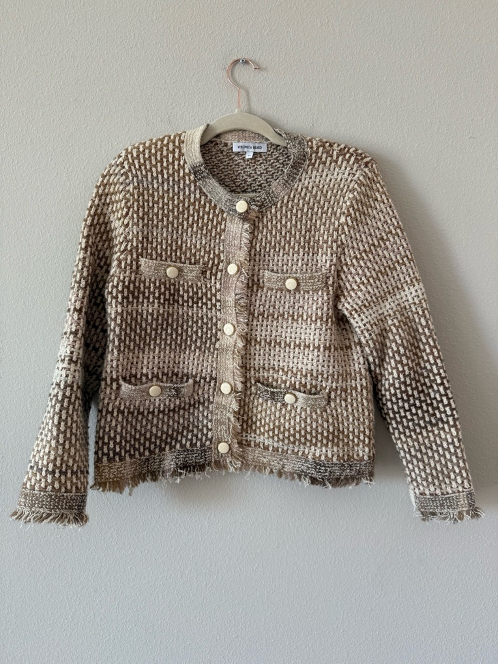 Veronica Beard Sariyah Knit Jacket Desert Khaki Multi Small - Picture 4 of 14